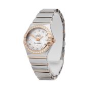 Omega Constellation 0 123.25.24.60.55.005 Ladies Stainless Steel & Rose Gold Diamond Mother Of Pearl