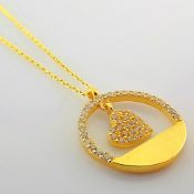 16.5 In (42 cm) Swarovski Zirconia Pendant. In 14K Yellow Gold