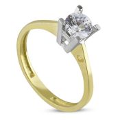 Swarovski Zirconia Solitaire Ring. In 14K Yellow and White Gold