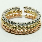 Tri Italian Design Dorica Ring. In 14K Tri Colour White Yellow and Rosegold