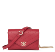 Chanel Red Chevron Quilted Calfskin Leather Coco Waist Bag