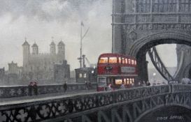 Steven Scholes, Tower Bridge London 1958, Signed Oil on Canvas