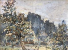 William Timmons, Houses Above The Kelvin. Signed Oil on Canvas Board
