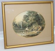 Pair of Victorian Oval LeBlond Prints Set in Gilt Frames
