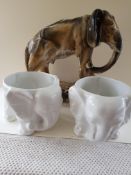 Vintage Elephant Statue and Plant Pots