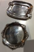 Two Antique Solid Silver decorative trays round and rectangular