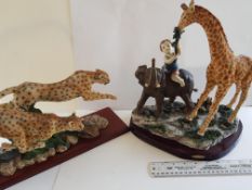 Juliana Collection Large Giraffe and Elephant and model of Cheetahs