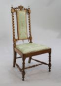 Elegant Satinwood Upholstered Barley Twist Occasional Chair