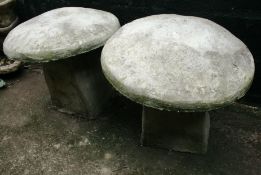 Pair of Heavy Antique Style Composite Stone Staddlestones