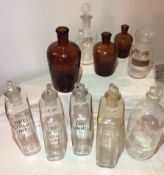 Antique Finest Collection Pharmacy Bottles and glass stoppers boots and others