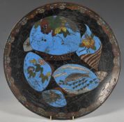 C19th cloisonné wall charger