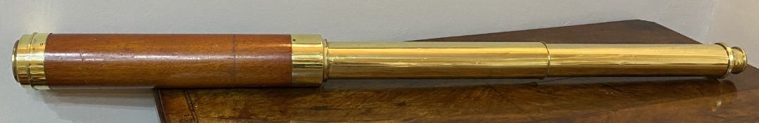 C19th brass and mahogany two drawer telescope