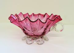 Antique Cranberry Glass Sugar/Sweets/Nuts Bowl