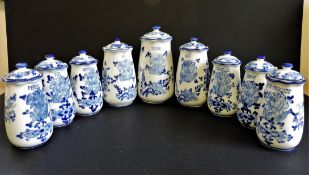 Hand Made Delfts Pottery Coffee, Sugar & Herbs Storage Jars