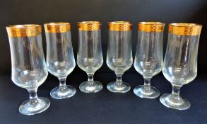 Vintage Venetian gold rimmed tall glasses for cocktails/sprintzers etc