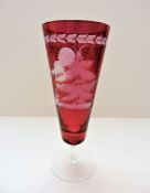 Antique Bohemian Etched Vase
