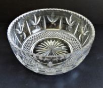 Large Antique Edwardian Engraved Crystal Bowl