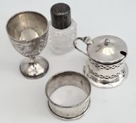 Antique Parcel of Sterling Silver Includes Mustard Pot Napkin Ring Trophy etc