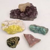 Collectable 5 x Geological Rock Samples Includes Amethyst & Ryolite