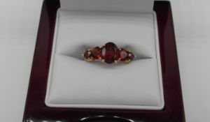 Gold 5 Stone Garnet Ring