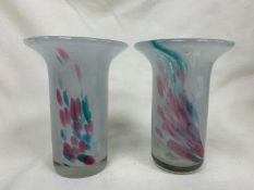 Lovely Pair Of Mdina Glass Vases In Abstract Swirled Design