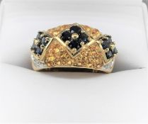 Sapphire, Citrine & Diamond Gypsy Ring