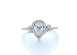 18ct White Gold Pear Shape Halo Diamond Ring 0.76 (0.51) Carats