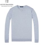 Men's scotch and soda crew neck pullover smart/casual jumper pale blue uk l rrp £85