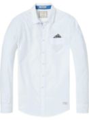 Scotch & soda men's white dress shirt with patterned breast pocket uk l rrp £90