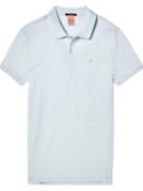 Scotch & soda light blue smart casual pique men's polo shirt uk l rrp £70
