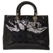 Christian Dior - Lady Dior Large Patent Leather Hand Bag
