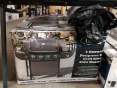 1 X Uniflame 4 Burner Propane Gas BBQ With Side Burner & Plastic Covering