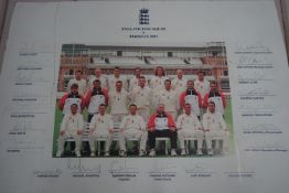 England 2001 cricket squad v Pakistan unframed