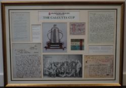 Calcutta Cup historical montage from Museum of Rugby, framed