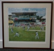 Limited edition colour cricket print by David Skinner Eng-WI Est series 1994