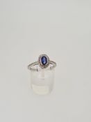 9ct white gold tanzanite and diamond ring