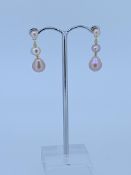 9ct yellow gold fresh water cultured pearl drop earrings