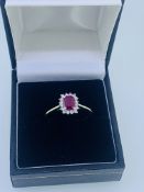 9ct yellow gold hallmarked runby and diamond ring