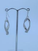 9ct white gold glitter twist drop earrings
