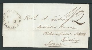 Jamaica 1847 Entire letter to London charged 1/2 with a fine 