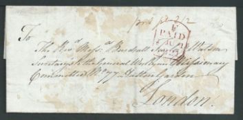 Nevis 1821 Entire letter prepaid 2/2 to London backstopped with scarce two line 