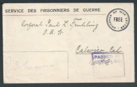 Australia c.1917 Prisoner of War Letter Free postal stationery cover sent from Trial Bay, unusually