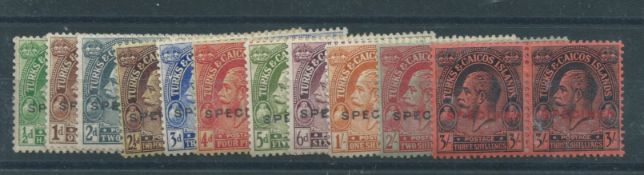 Turks and Caicos Islands 1922 King George V 1/2d to 3/-, all overprinted 