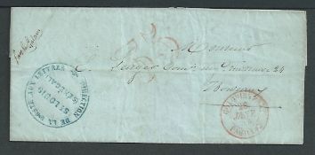 French Colonies - Senegal 1853 Entire letter from St Louis to Bordeaux endorsed 