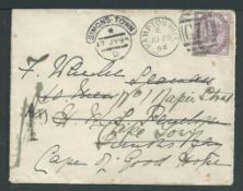 Cape of Good Hope / G.B. - Military & Naval 1894 Cover from Hampton Hill to a Seaman on H.M.S. Penel