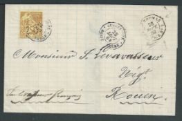 Danish West Indies / Guadeloupe 1883 Entire from Base Terre to Rouen franked French Colonies 25c, wi