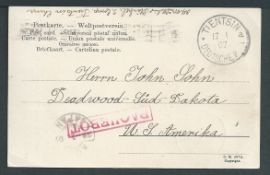Japan / China 1907 Picture Post Card sent by a German soldier from Tientsin to the U.S.A., franked