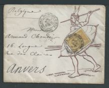 Zululand 1880 Printed envelope depicting a Zulu warrior, entitled 