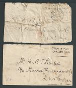 Boer War - Siege of Ladysmith 1900 Two stampless covers both addressed in the same handwriting to 