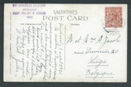 Boy Scouts 1931 Picture postcard to Belgium, written by a Belgium boy scout from Scotland with KGV 1
